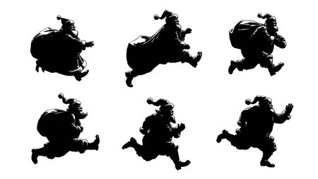 Comical Santa Claus Falling and Recovering Sequence isolated on plain white background.のイラスト素材