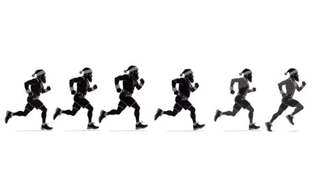 Slim and Fit Santa Claus Silhouette Vector Pack isolated on plain white background.のイラスト素材