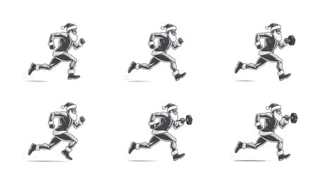 Slim and Fit Santa Claus Silhouette Vector Pack isolated on plain white background.のイラスト素材