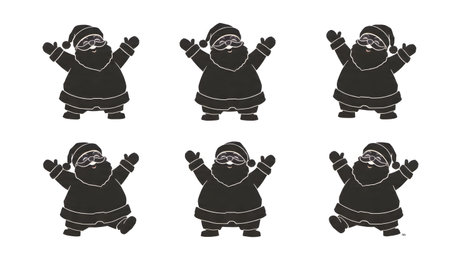 Laughing Santa Claus "Ho Ho Ho" Silhouette Collection isolated on plain white background.のイラスト素材