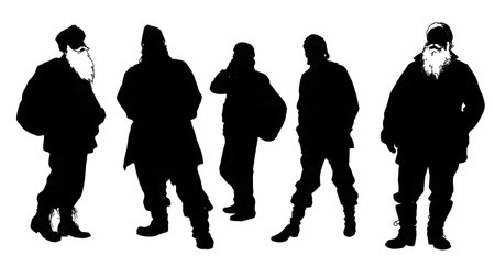 Young Beardless Santa Claus Origin Silhouettes isolated on plain white background.のイラスト素材