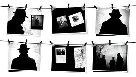 Detective Evidence and Clue Board Silhouette Collection isolated on plain white background.