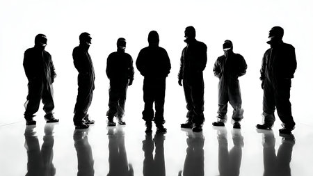 High-Tech Cleanroom Worker Silhouette Set isolated on plain white background.