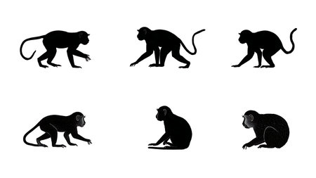 Hartebeest Antelope Silhouette Vector Pack isolated on plain white background.