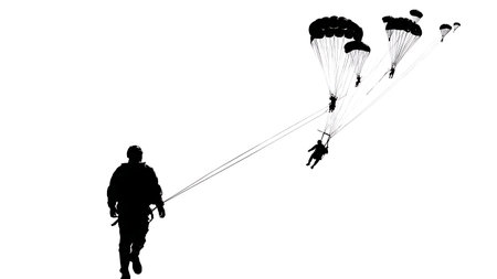 Parasailing View from the Boat Silhouette Set isolated on plain white background.