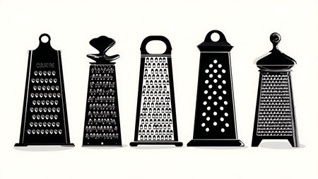 Kitchen Graters and Zesters Silhouette Collection isolated on plain white background.のイラスト素材