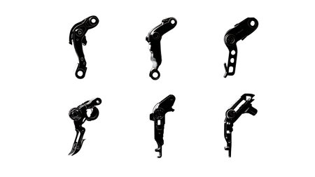 Motorcycle Gear Shifter and Foot Peg Silhouette Pack isolated on plain white background.