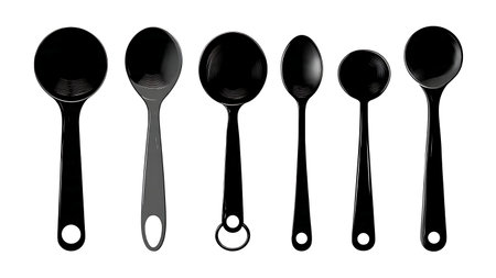 Measuring Spoon Collection Silhouette Vector Set isolated on plain white background.のイラスト素材