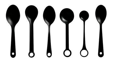 Measuring Spoon Collection Silhouette Vector Set isolated on plain white background.のイラスト素材