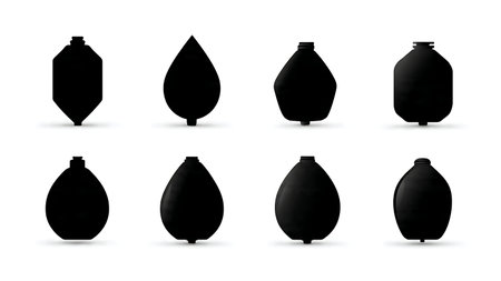 Motorcycle Gas Tank Shape Silhouette Vector Pack isolated on plain white background.のイラスト素材