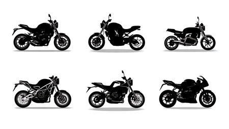 Motorcycle Frame Structure Silhouette Minimalist Set isolated on plain white background.のイラスト素材