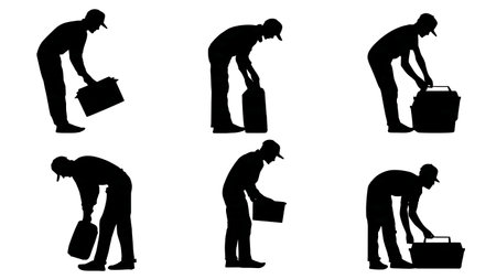 Person Packing a Lunchbox Meal Prep Silhouette Pack isolated on plain white background.のイラスト素材