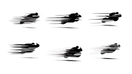 Post-Apocalyptic Custom Motorcycle Silhouette Collection isolated on plain white background.のイラスト素材
