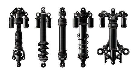Motorcycle Suspension and Shock Part Silhouette Collection isolated on plain white background.のイラスト素材