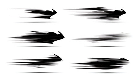 Post-Apocalyptic Custom Motorcycle Silhouette Collection isolated on plain white background.のイラスト素材
