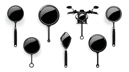 Assorted Motorcycle Mirror Shape Silhouette Vector Set isolated on plain white background.のイラスト素材