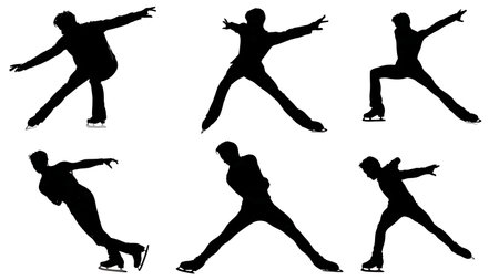 Cantilever Skating Element Silhouette Pack isolated on plain white background.のイラスト素材