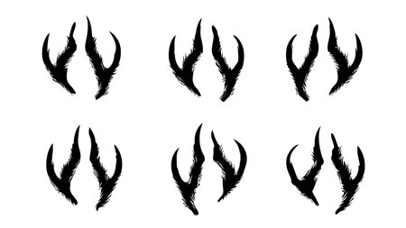 Elk Hoof Print Silhouette Vector Pack isolated on plain white background.のイラスト素材