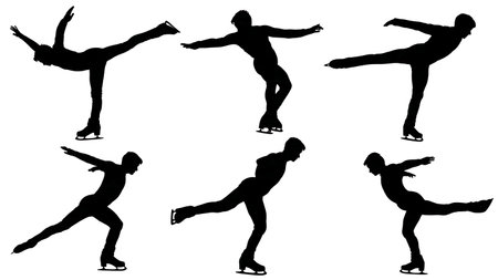 Cantilever Skating Element Silhouette Pack isolated on plain white background.のイラスト素材
