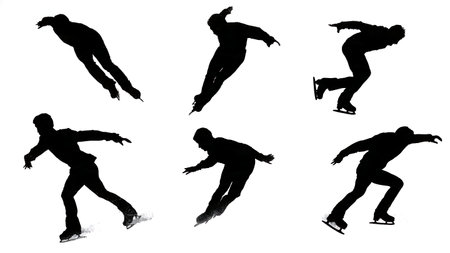 Figure Skater Hydroblading Maneuver Silhouette isolated on plain white background.のイラスト素材