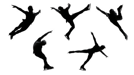 Figure Skater Layback Spin Silhouette Collection isolated on plain white background.のイラスト素材