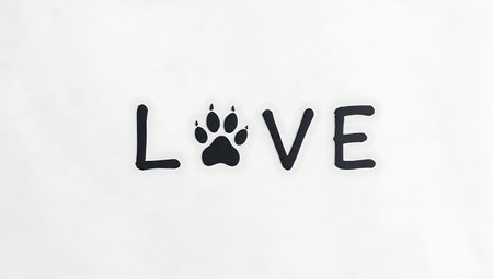 Paw Print LOVE Word Art Silhouette Set isolated on plain white background.のイラスト素材