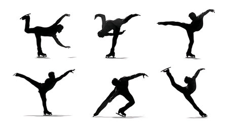 Figure Skater Layback Spin Silhouette Collection isolated on plain white background.のイラスト素材