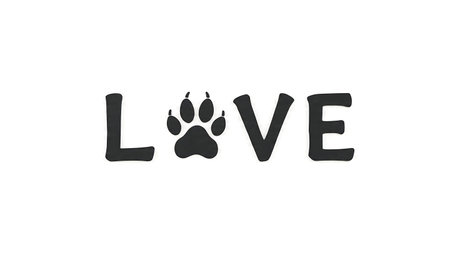 Paw Print LOVE Word Art Silhouette Set isolated on plain white background.のイラスト素材