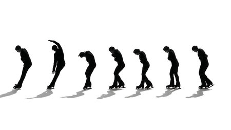 Figure Skater Taking a Bow Silhouette Set isolated on plain white background.のイラスト素材