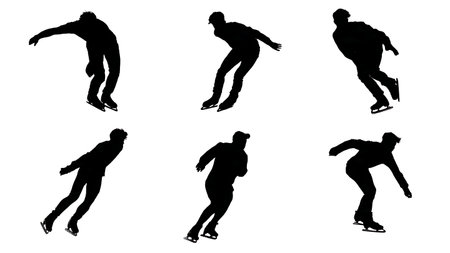 Skating Backwards Silhouette Collection isolated on plain white background.のイラスト素材