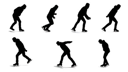 Two-Foot Glide Ice Skating Silhouette isolated on plain white background.のイラスト素材