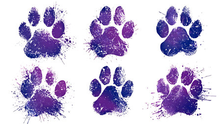Stencil Style Paw Print Silhouette Vector Pack isolated on plain white background.のイラスト素材