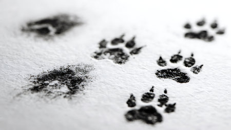 Animal Tracks in Snow Silhouette Collection isolated on plain white background.のイラスト素材