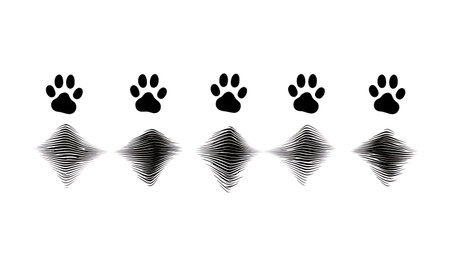 Paw Print Sound Wave Silhouette Vector Concept isolated on plain white background.のイラスト素材