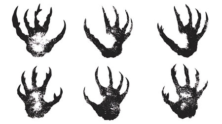 Elk Hoof Print Silhouette Vector Pack isolated on plain white background.のイラスト素材