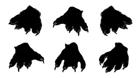 Pig Hoof Print Silhouette Vector Set isolated on plain white background.のイラスト素材
