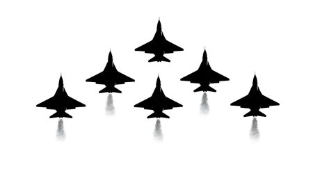 Airplane Sonic Boom & Sound Barrier Silhouette Pack isolated on plain white background.のイラスト素材
