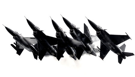 Fighter Jet Cobra Maneuver Silhouette Set isolated on plain white background.のイラスト素材
