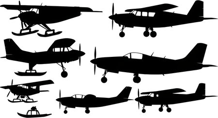 Front View Helicopter Silhouette Set of Six isolated on plain white background.のイラスト素材