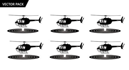 Helicopter Rotor Downwash Effect on Water Silhouette Set isolated on plain white background.のイラスト素材