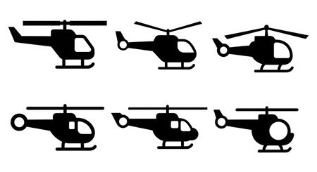Geometric Abstract Helicopter Shape Silhouette Set isolated on plain white background.のイラスト素材