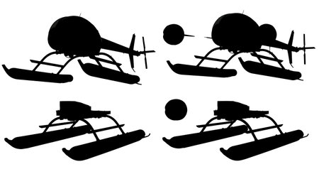 Helicopter with Pop-Out Emergency Floats Silhouette Set isolated on plain white background.のイラスト素材