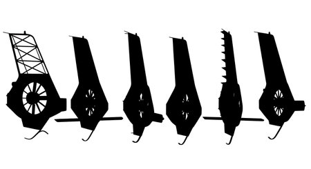 Helicopter Tail Boom Design Silhouette Close-up Set isolated on plain white background.のイラスト素材