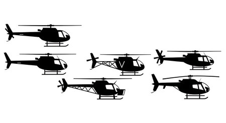 Helicopter Landing Skid Design Silhouette Pack isolated on plain white background.のイラスト素材