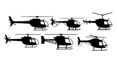 Helicopter Landing Skid Design Silhouette Pack isolated on plain white background.のイラスト素材