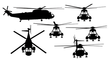 Presidential Marine One Helicopter Silhouette Collection isolated on plain white background.のイラスト素材