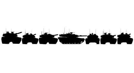 South Korean K2 Black Panther MBT Silhouette Vector Pack isolated on plain white background.