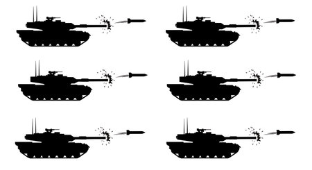 Tank with Active Protection System (APS) Silhouette Pack isolated on plain white background.のイラスト素材