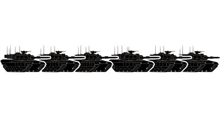 Tank with Explosive Reactive Armor (ERA) Silhouette Pack isolated on plain white background.のイラスト素材
