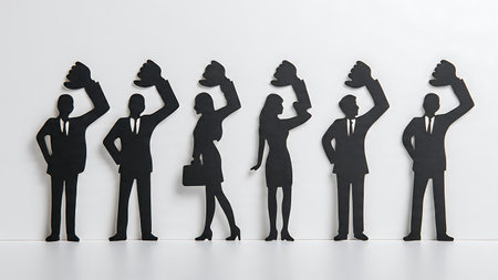 Agent Giving a Thumbs Down for a Bad Deal Silhouette Set isolated on plain white background.のイラスト素材